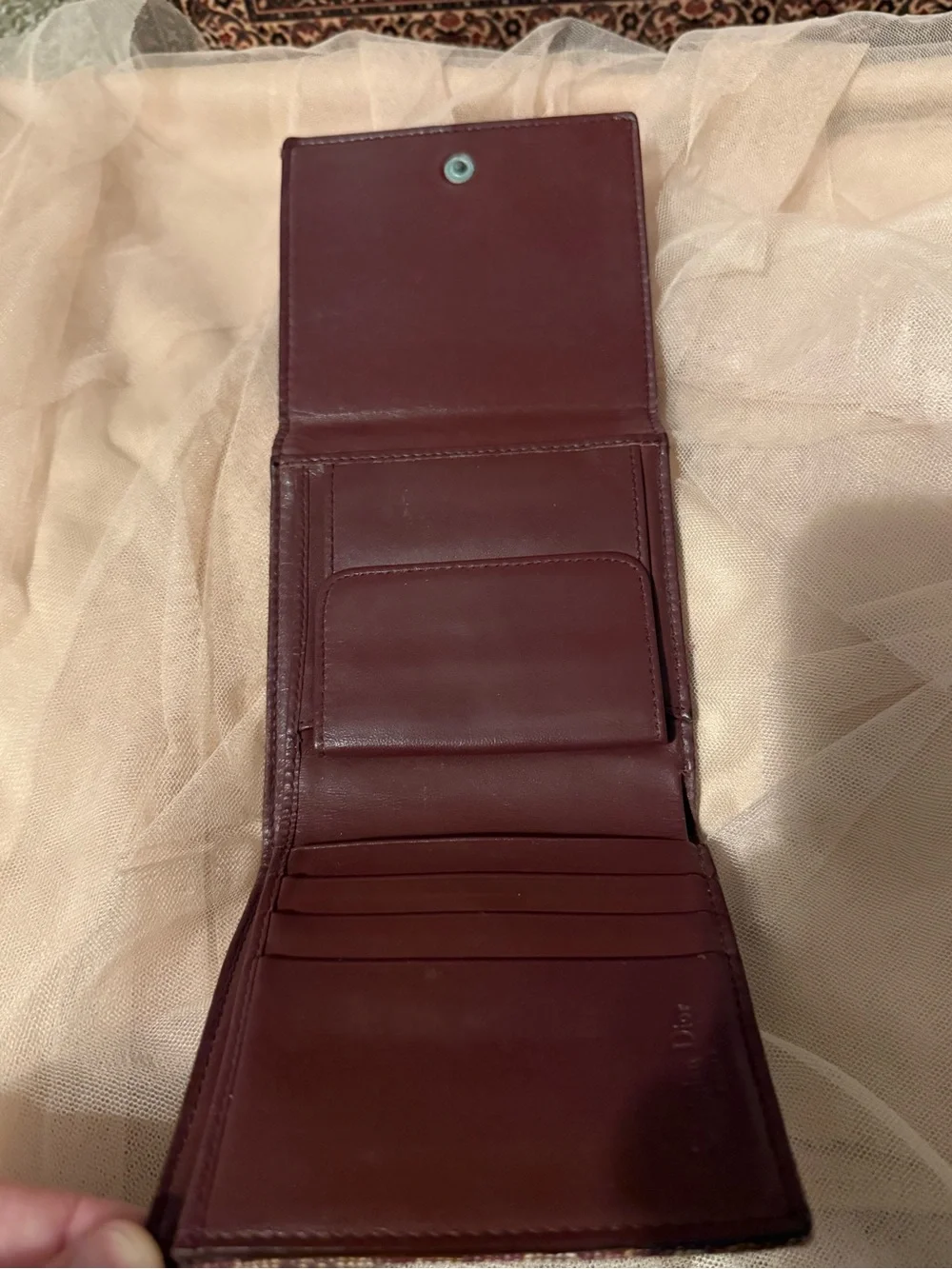 Vintage Christian Dior Burgundy Fold Wallet
